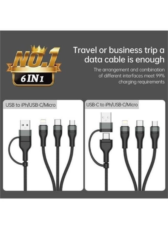 أسبور كابل Aspor AC-38 6 في 1 للشحن السريع ونقل البيانات بقدرة 60 واط (1.2 متر) - Image 1